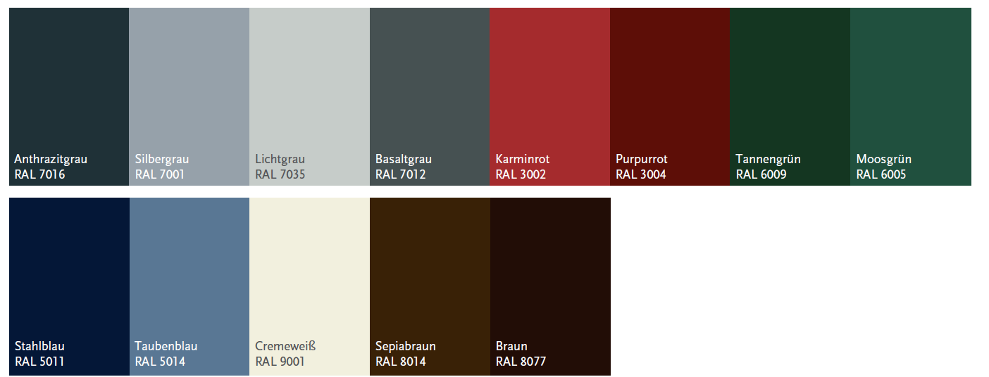 Übersicht gängiger RAL-Farben für Aluminium-Haustürfüllungen