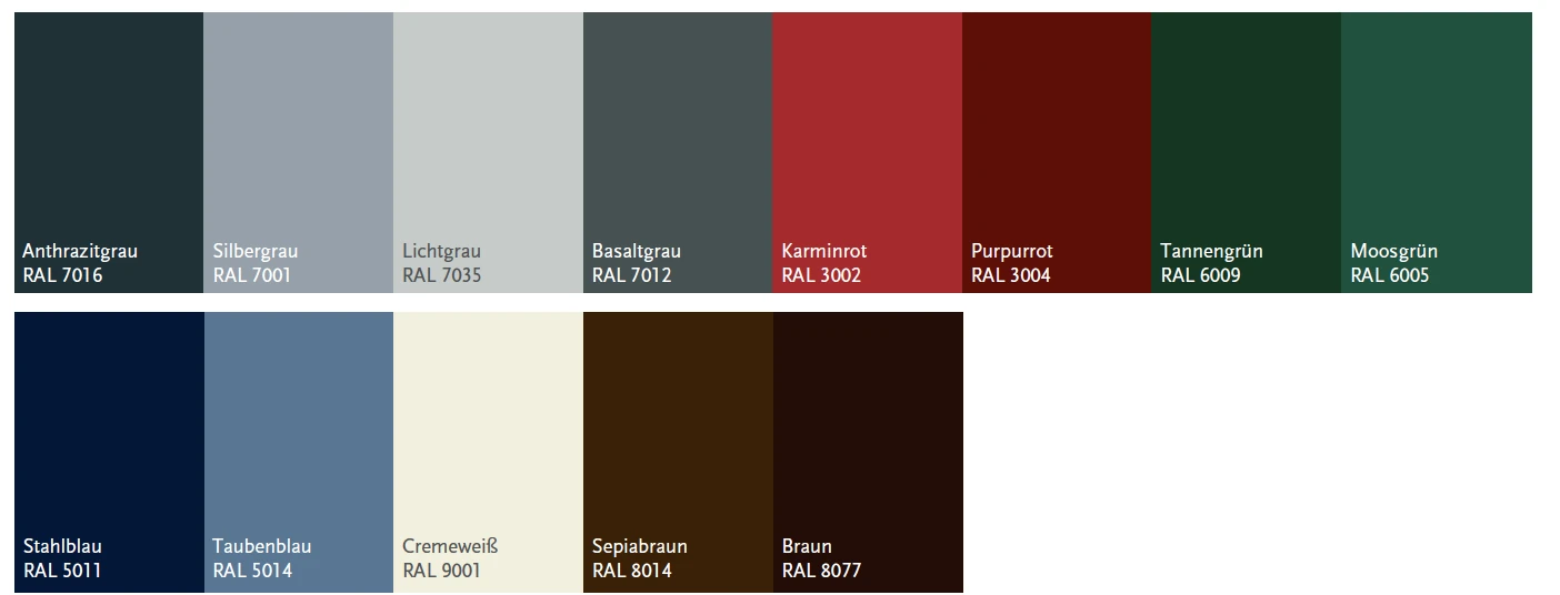 Übersicht gängiger RAL-Farben für Aluminium-Haustürfüllungen