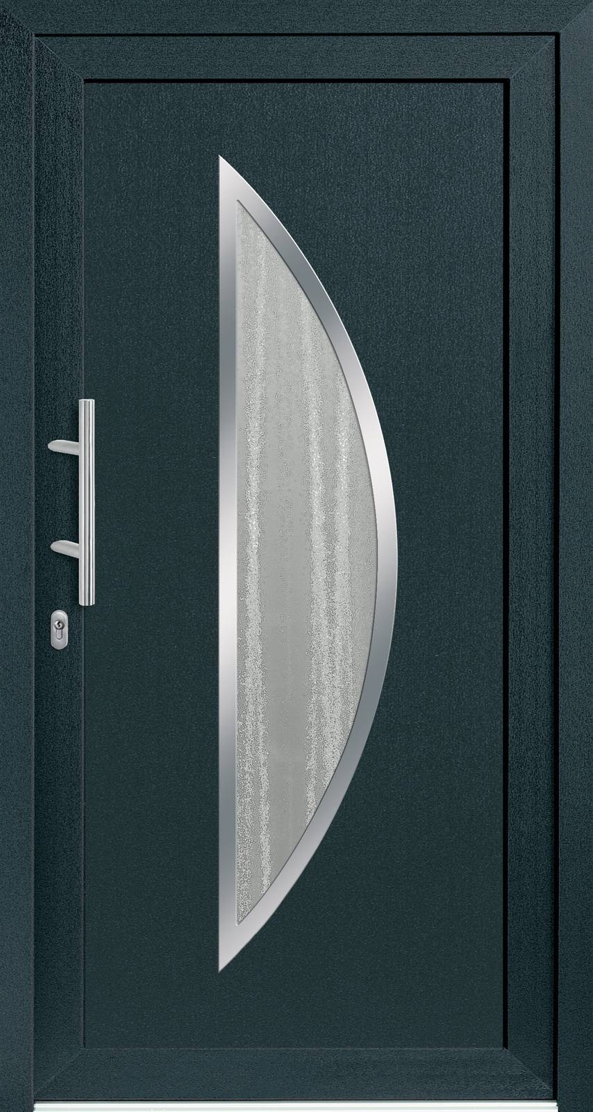 Haustür-Modell DF 5114-70 in Anthrazitgrau mit Edelstahloptik und Chinchilla-Glas