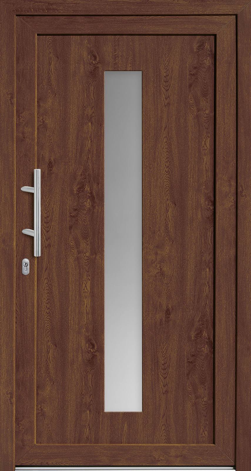 Haustür-Modell DF 5177-50 in Nussbaum-Dekor mit Satinato-Glas