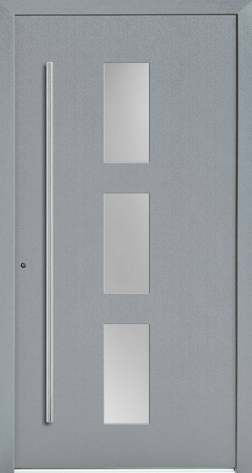Haustür-Modell DF 7745-50 mit Aufsatzfüllung in Grau und Satinato-Glas